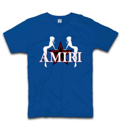 Amiri Stars Girl Logo Blue T-Shirt USA Size S-5XL
