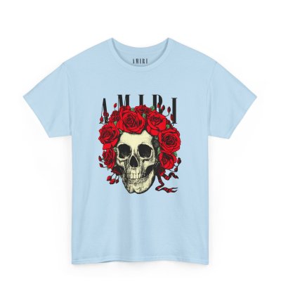 Amiri Rose Skull Light Blue T-shirt - Size Usa