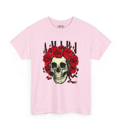 Amiri Rose Skull Light Pink T-shirt - Size Usa