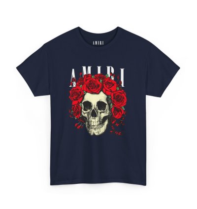 Amiri Rose Skull Navy T-shirt - Size Usa