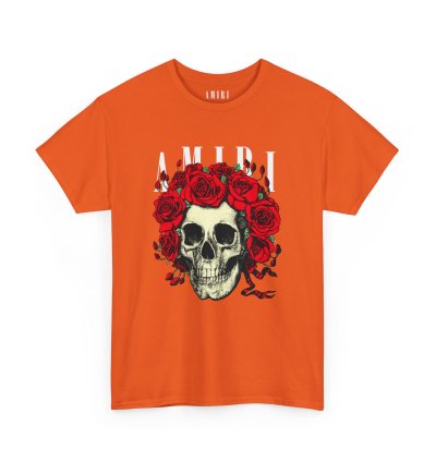 Amiri Rose Skull Orange T-shirt - Size Usa
