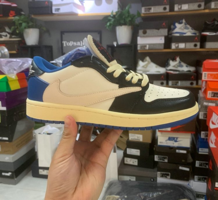 Fragment Design x Travis Scott x Air Jordan 1 Retro Low 'Military Blue' DM7866-140