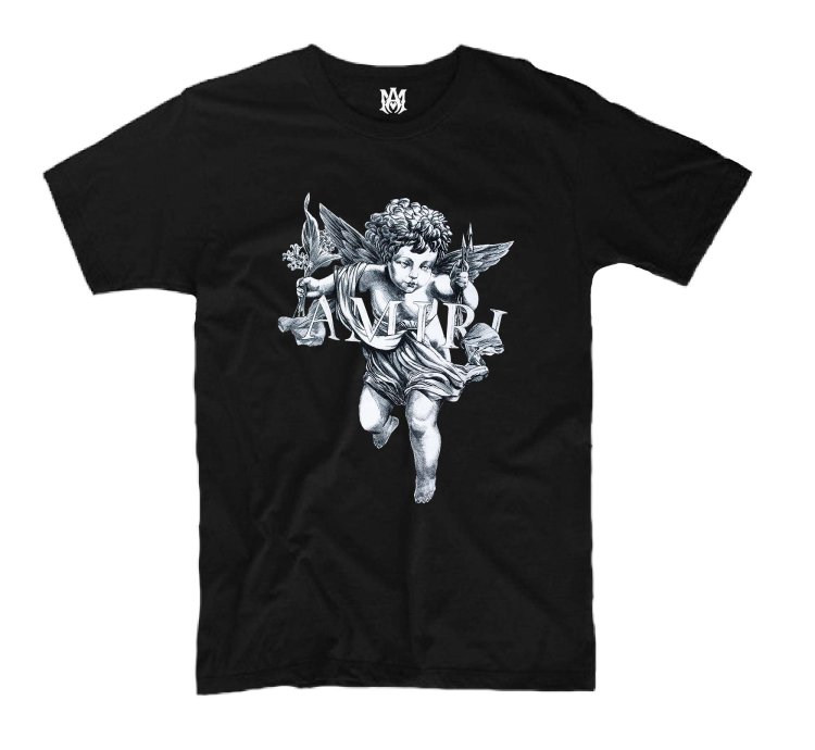 AMIRI Black Shaded Cherub Logo T-Shirt