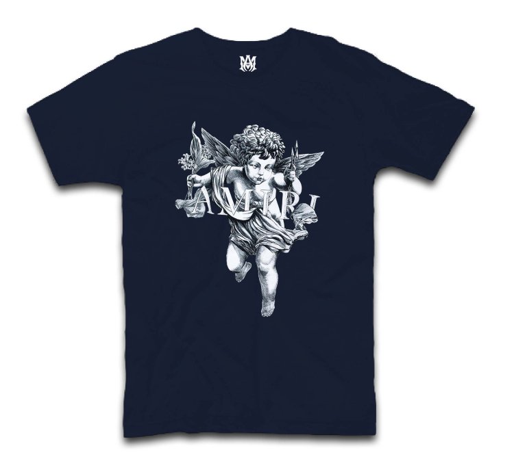 AMIRI Black Shaded Cherub Logo T-Shirt