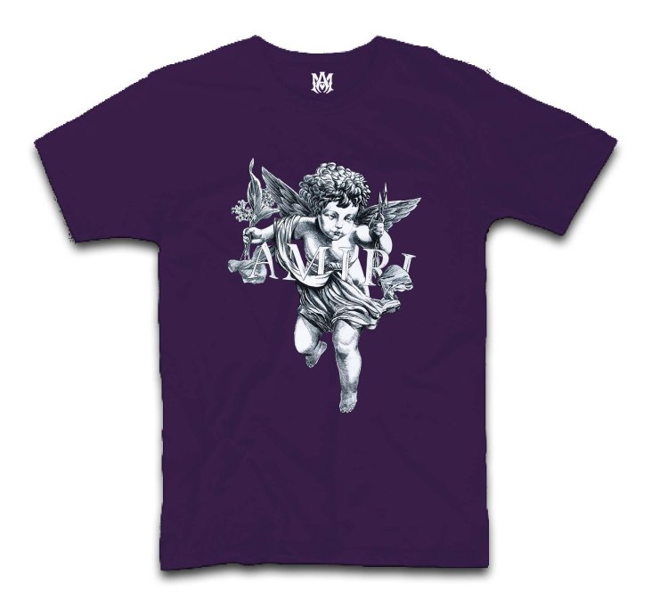 AMIRI Black Shaded Cherub Logo T-Shirt