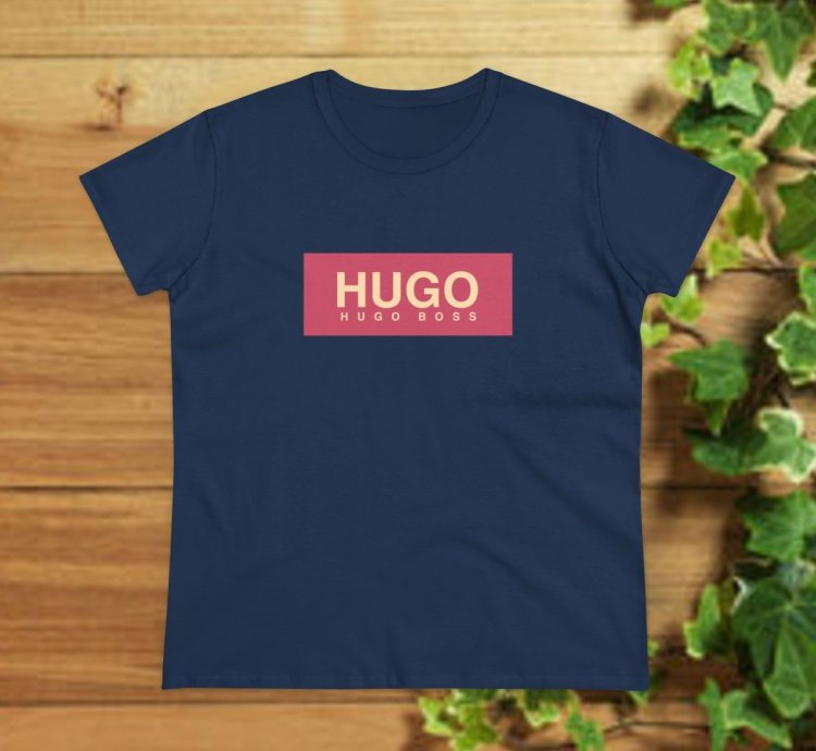 T Shirt Hugo Boss Women Tee Navy Size USA