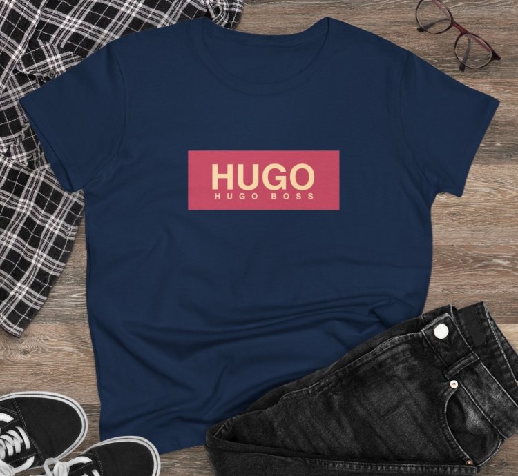 T Shirt Hugo Boss Women Tee Navy Size USA