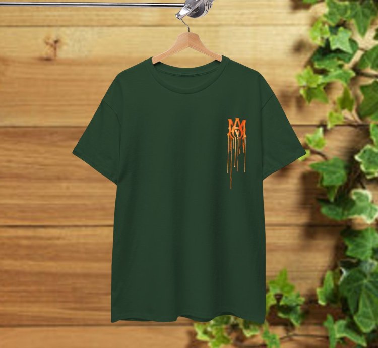 Amiri MA Core Paint Drip T-Shirt Forest Green Shirt USA Size