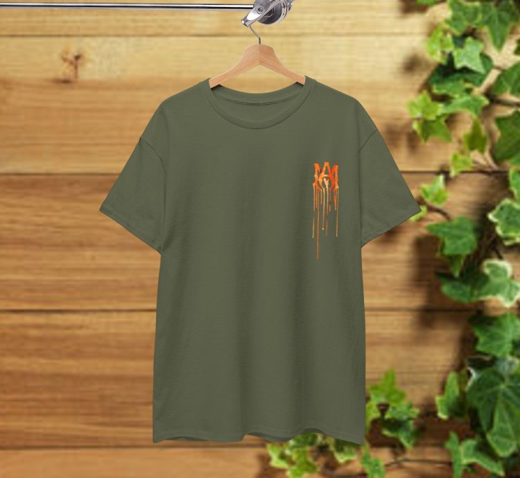 Amiri MA Core Paint Drip T-Shirt Military Green Shirt USA Size
