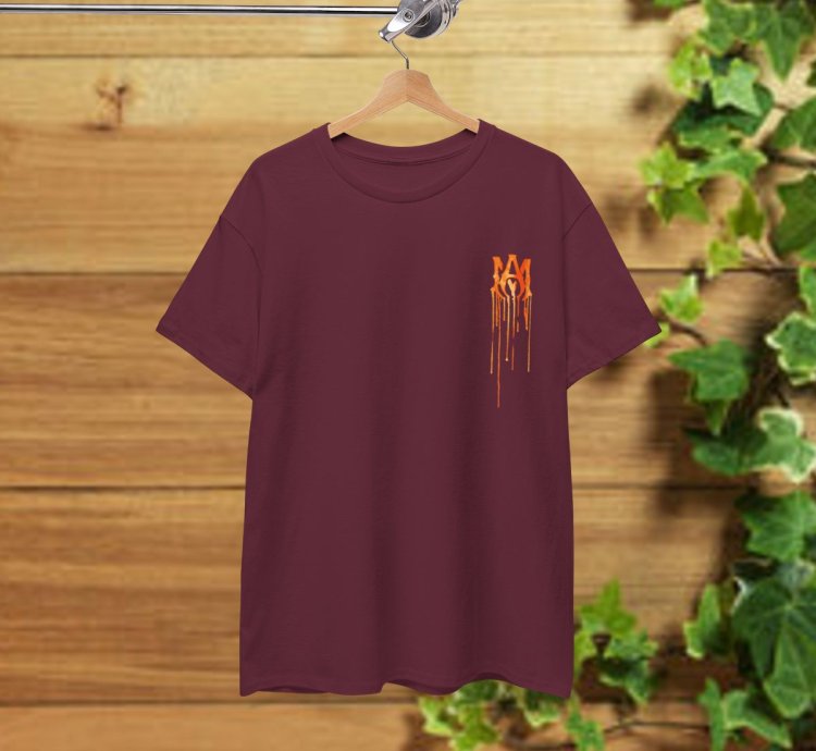 Amiri MA Core Paint Drip T-Shirt Maroon Shirt USA Size