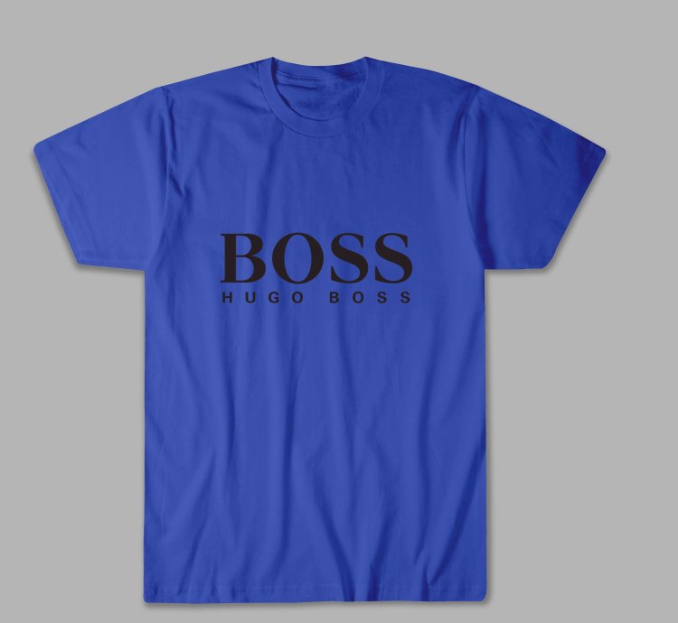 Hugo Boss Logo Unisex Blue T Shirt - Size USA