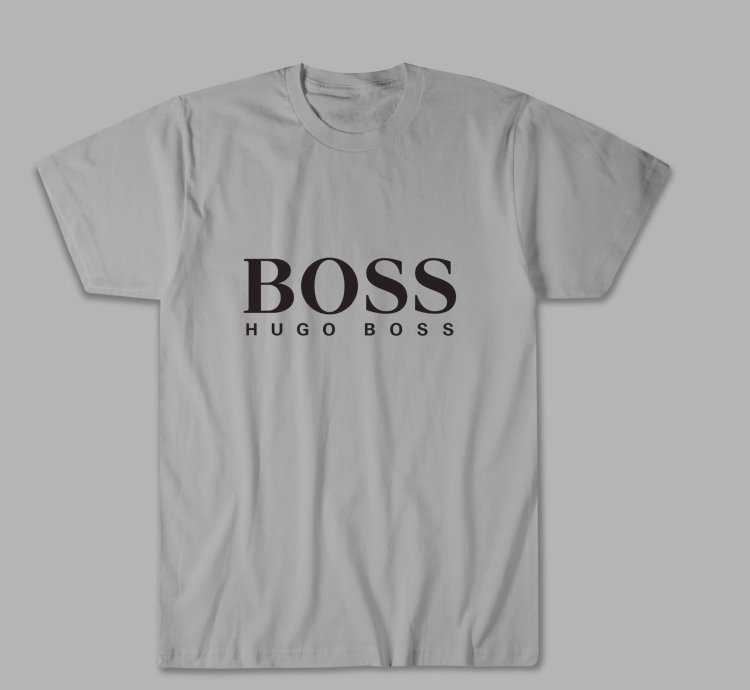 Hugo Boss Logo Unisex Grey T Shirt - Size USA