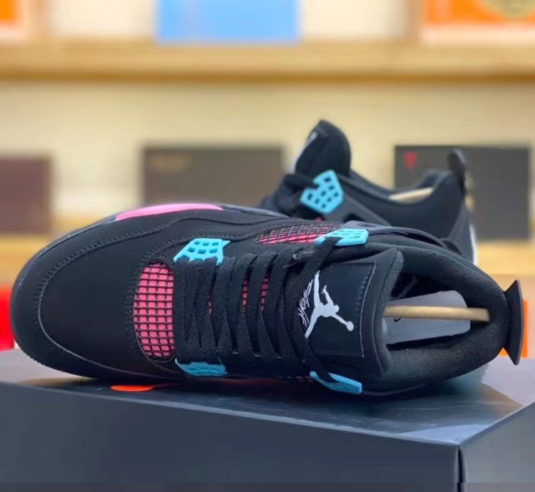 Jordan 4 Retro ' Black Blue Vivid Pink ' Thunder Sneakers
