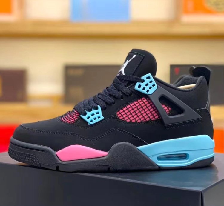 Jordan 4 Retro ' Black Blue Vivid Pink ' Thunder Sneakers