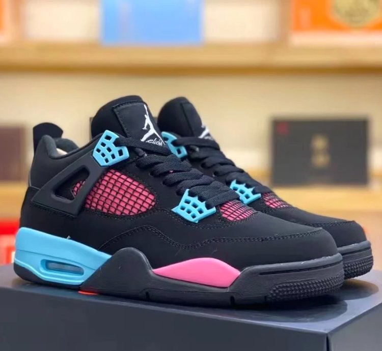 Jordan 4 Retro ' Black Blue Vivid Pink ' Thunder Sneakers