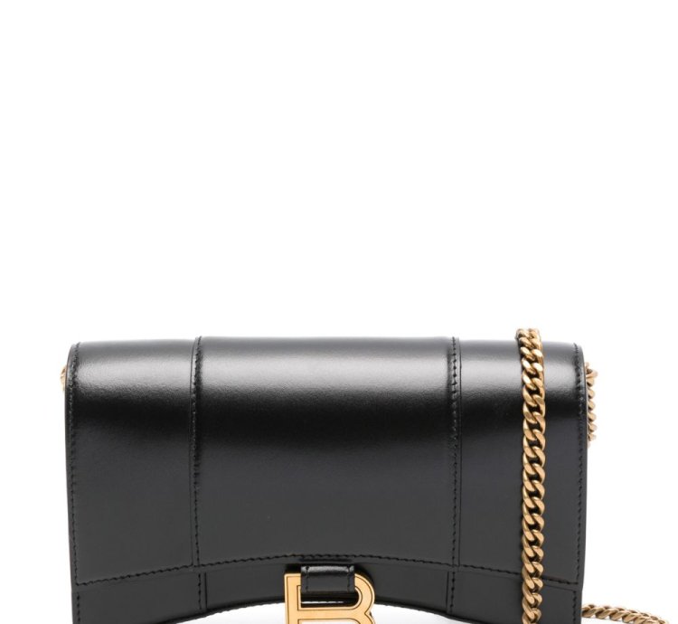 Balenciaga Hourglass Leather Wallet On Chain