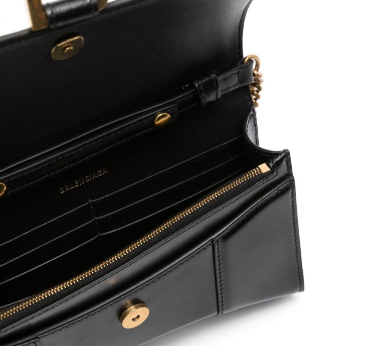 Balenciaga Hourglass Leather Wallet On Chain