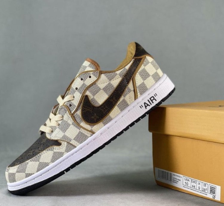 LV x Jordan 1 Low Damier Azur Brown Monogram
