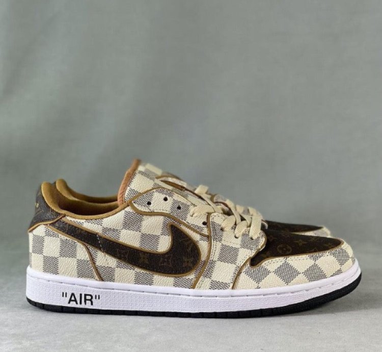 LV x Jordan 1 Low Damier Azur Brown Monogram