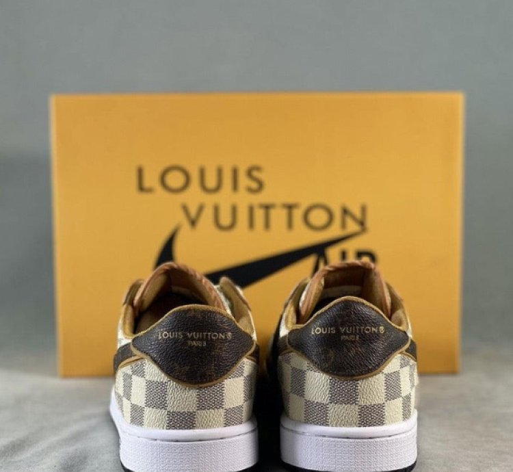 LV x Jordan 1 Low Damier Azur Brown Monogram
