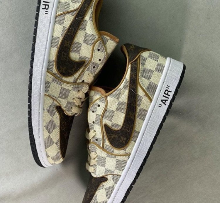 LV x Jordan 1 Low Damier Azur Brown Monogram