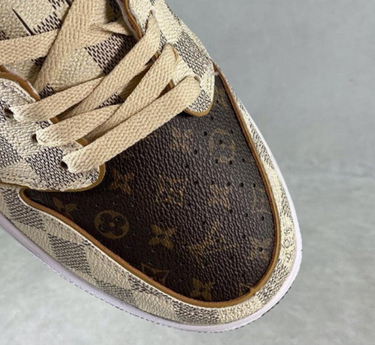 LV x Jordan 1 Low Damier Azur Brown Monogram