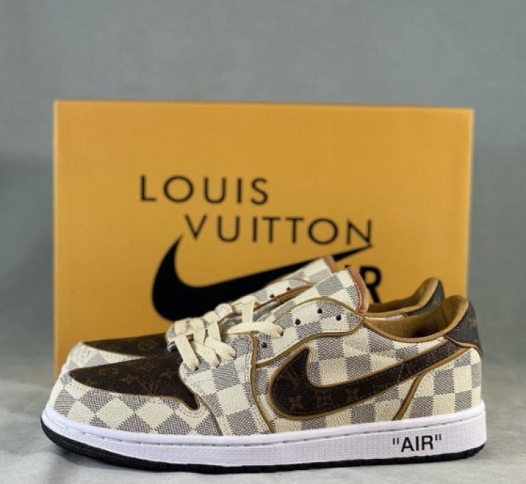 LV x Jordan 1 Low Damier Azur Brown Monogram