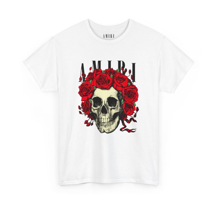 Amiri Rose Skull White T-shirt - Size Usa