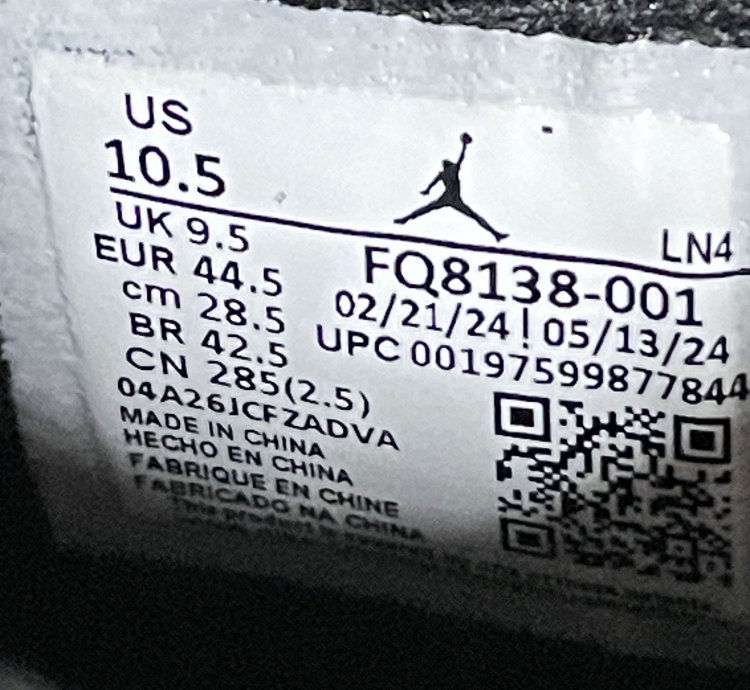 Air Jordan 4 Retro Black White-Black Size 10 5