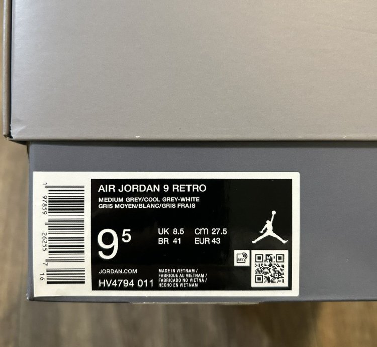 DS Jordan 9 Cool Grey