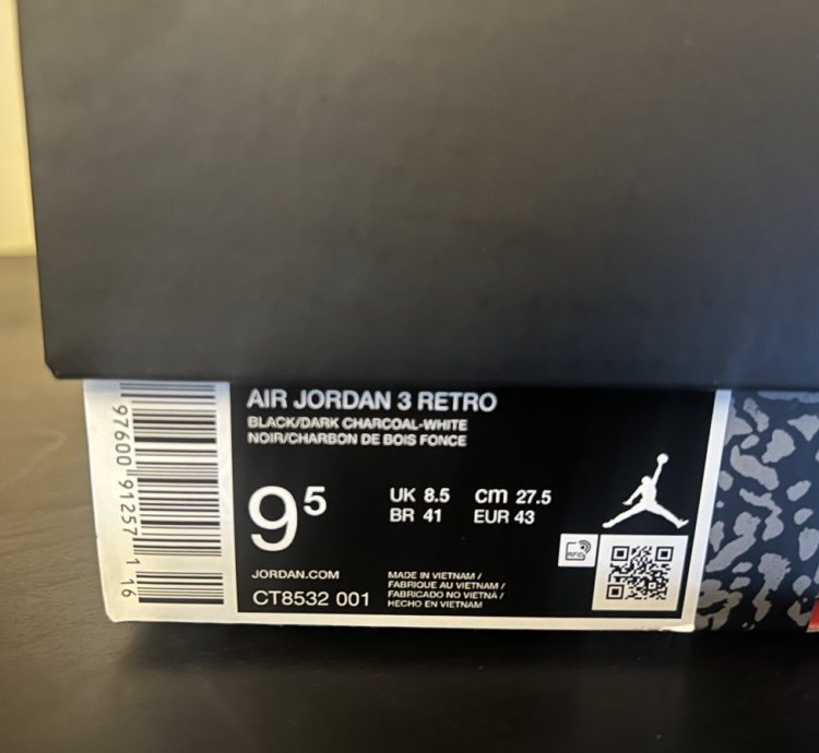 Jordan 3 black cat 9 5