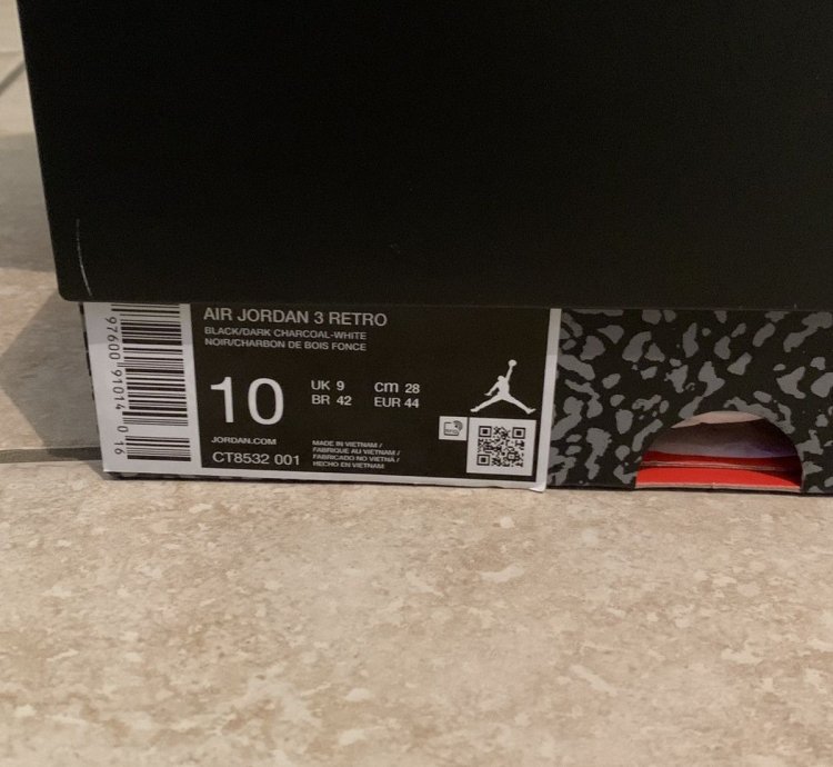 Jordan 3 black cat size 10