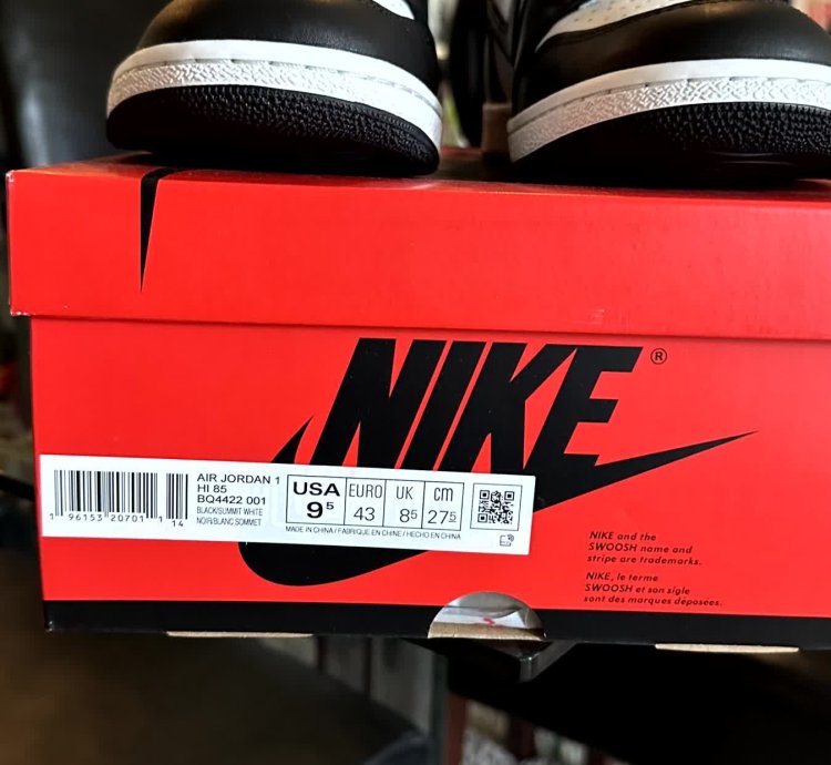 NIKE AIR JORDAN 1 85 RETRO HIGH BLACK WHITE 9 5 BQ4422-001