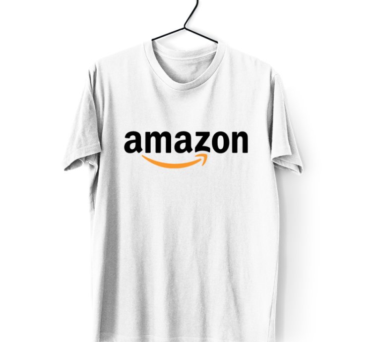 Amazon Logo Men's White T-shirt USA Size S to 5XL