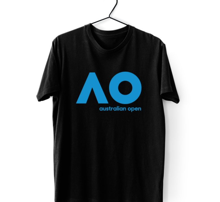 Australian Open Tennis Logo Men's Black T-shirt USA Size S to 5XL