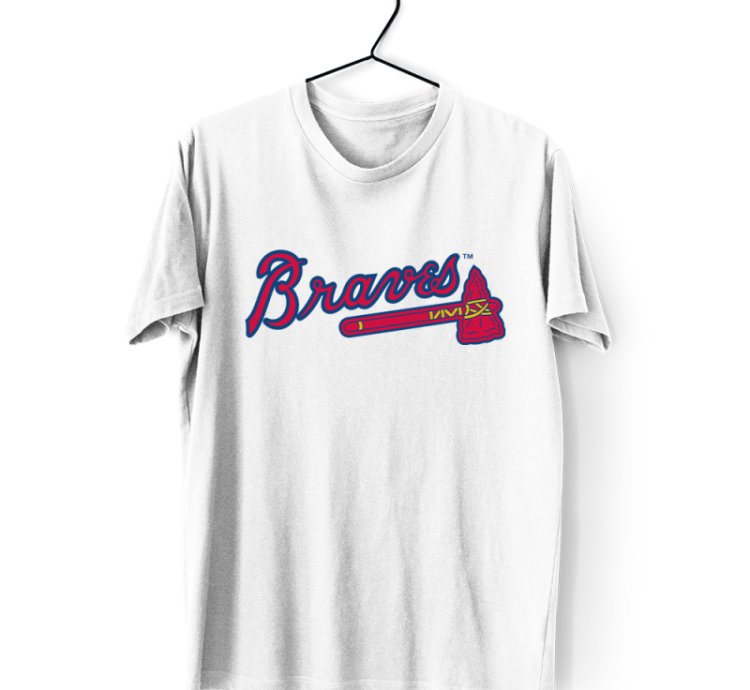 Braves Logo Men's White T-shirt USA Size S to 5XL