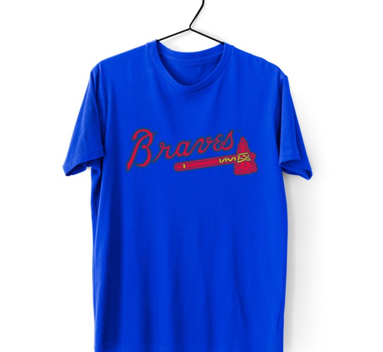 Braves Logo Men's Blue T-shirt USA Size S to 5XL
