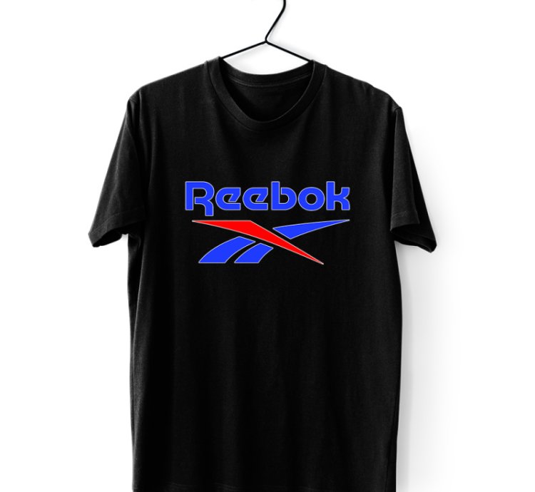 Reebok Sport Logo Men's Black T-shirt USA Size S to 5XL