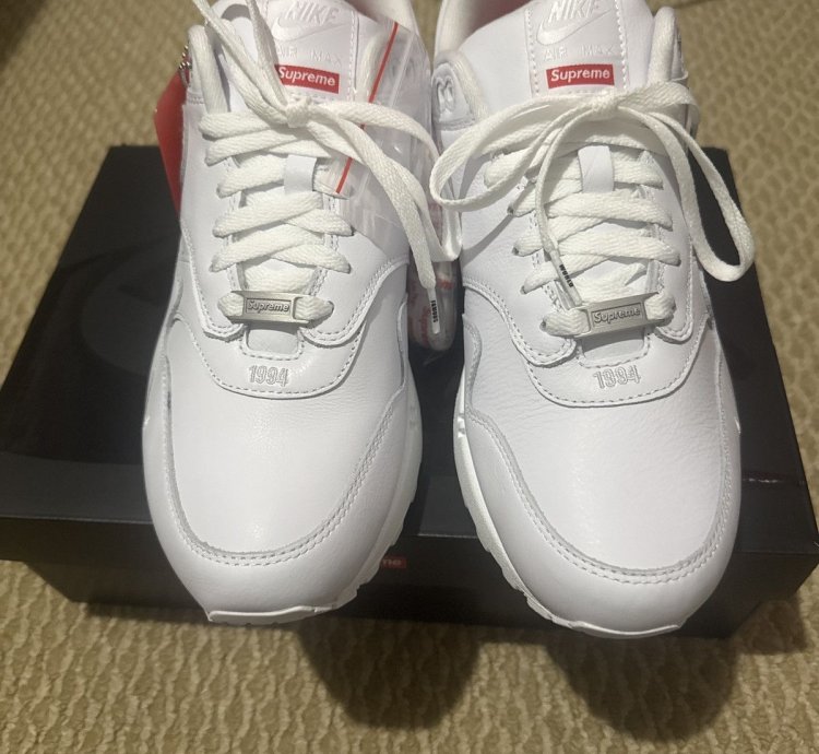 Nike Supreme Air Max 1 87 SP Shoes Triple White HF8813