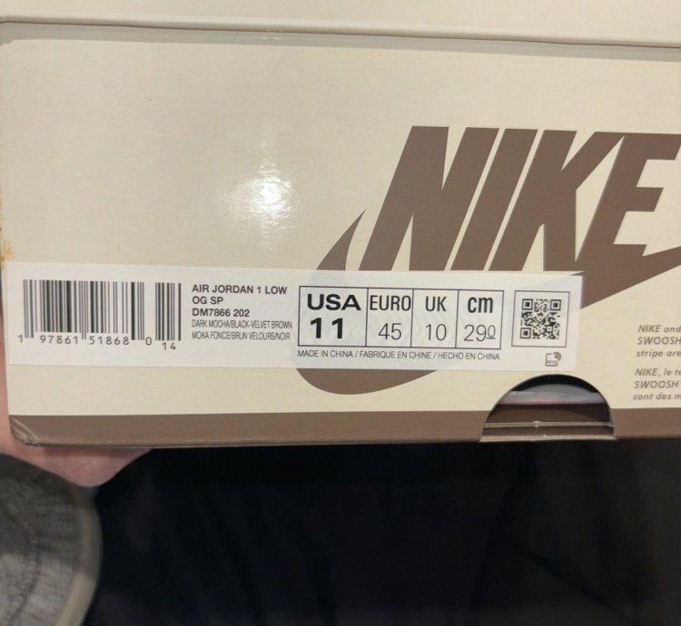 Size 11 Travis Scott Air Jordan 1 Velvet Brown