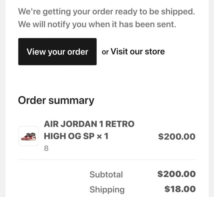Size 8 Air Jordan 1 Retro High OG SP Union LA Chicago Shadow