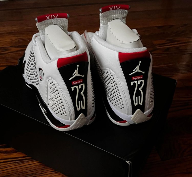 Supreme Jordan 14 black white Red