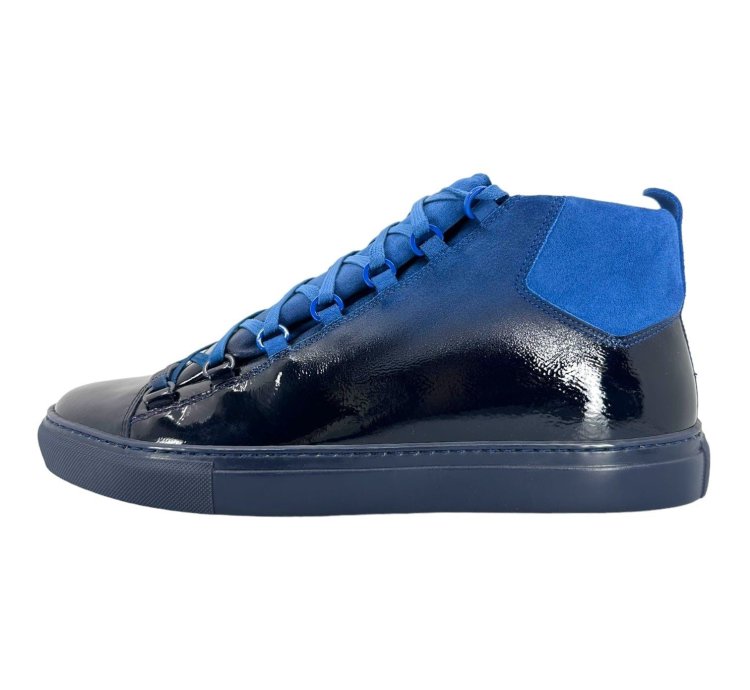 Arena Sneaker High Patent Leather Suede Blue