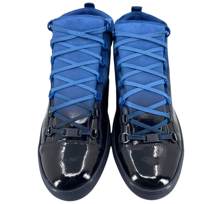 Arena Sneaker High Patent Leather Suede Blue
