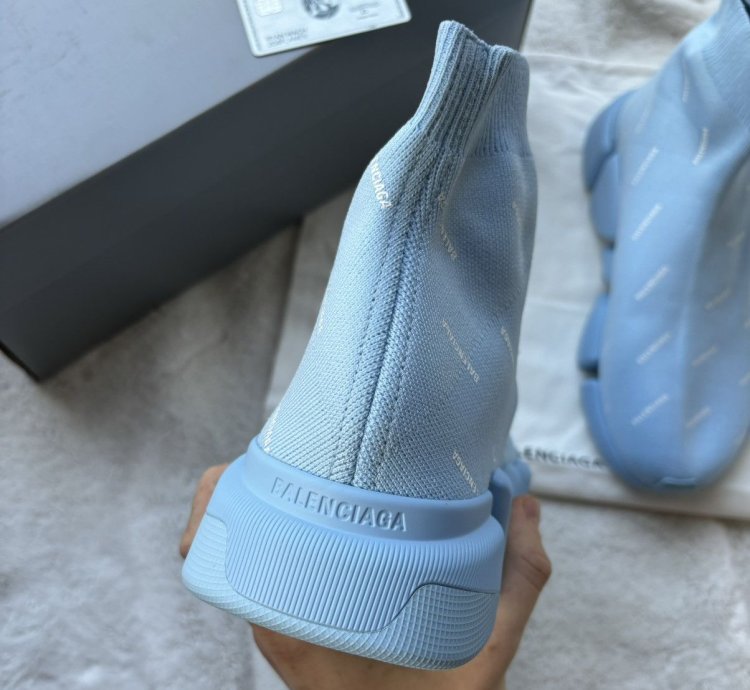 Balenciaga Baby Blue All Over Speed Runners Sneakers