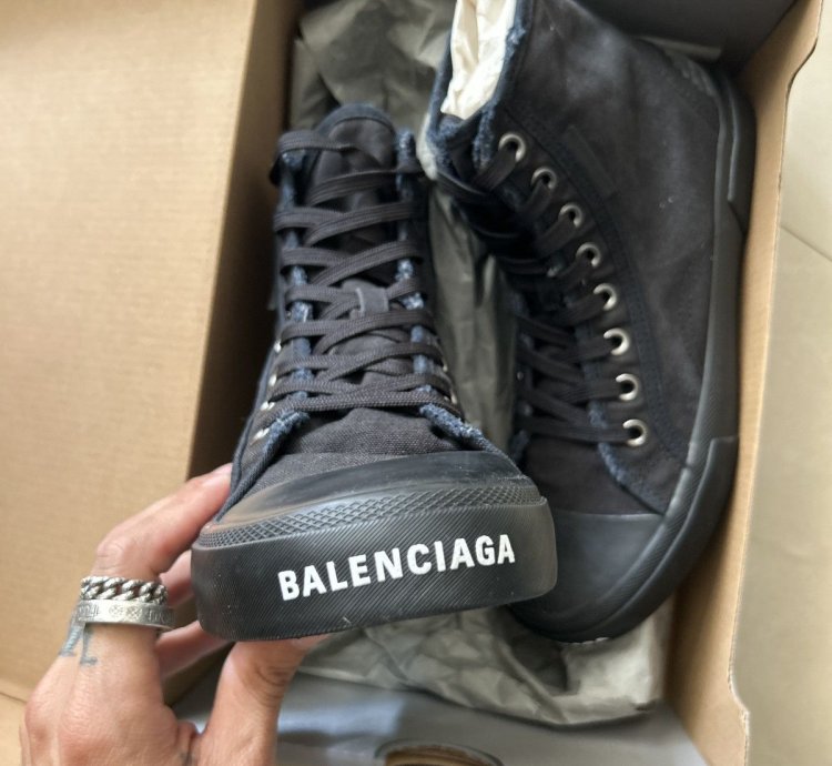 Balenciaga black distress Paris high tops