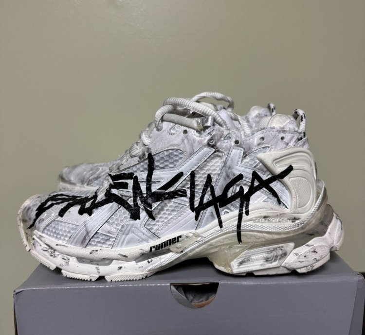 Balenciaga Black Graffiti painted Runners