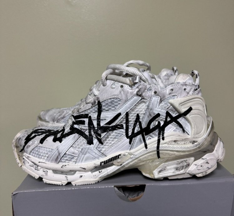 Balenciaga Black Graffiti painted Runners