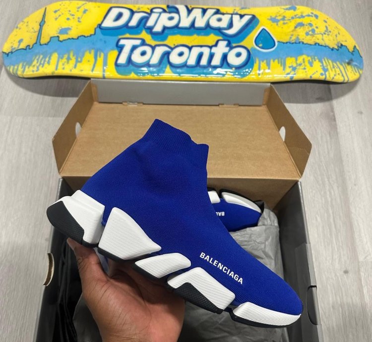 Balenciaga Blue Knit Speed Trainer
