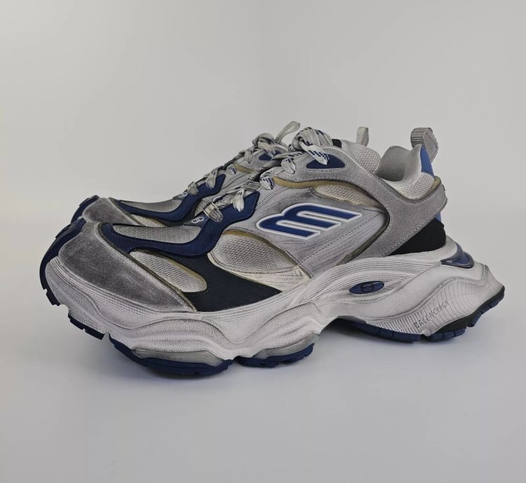 Balenciaga Cargo White Blue Low Top Sneakers New